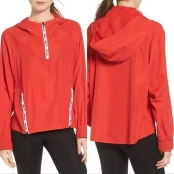 Ivy Park Beyonce Bright Poppy Red Logo Windbreaker Jacket M - Picture 1 of 4